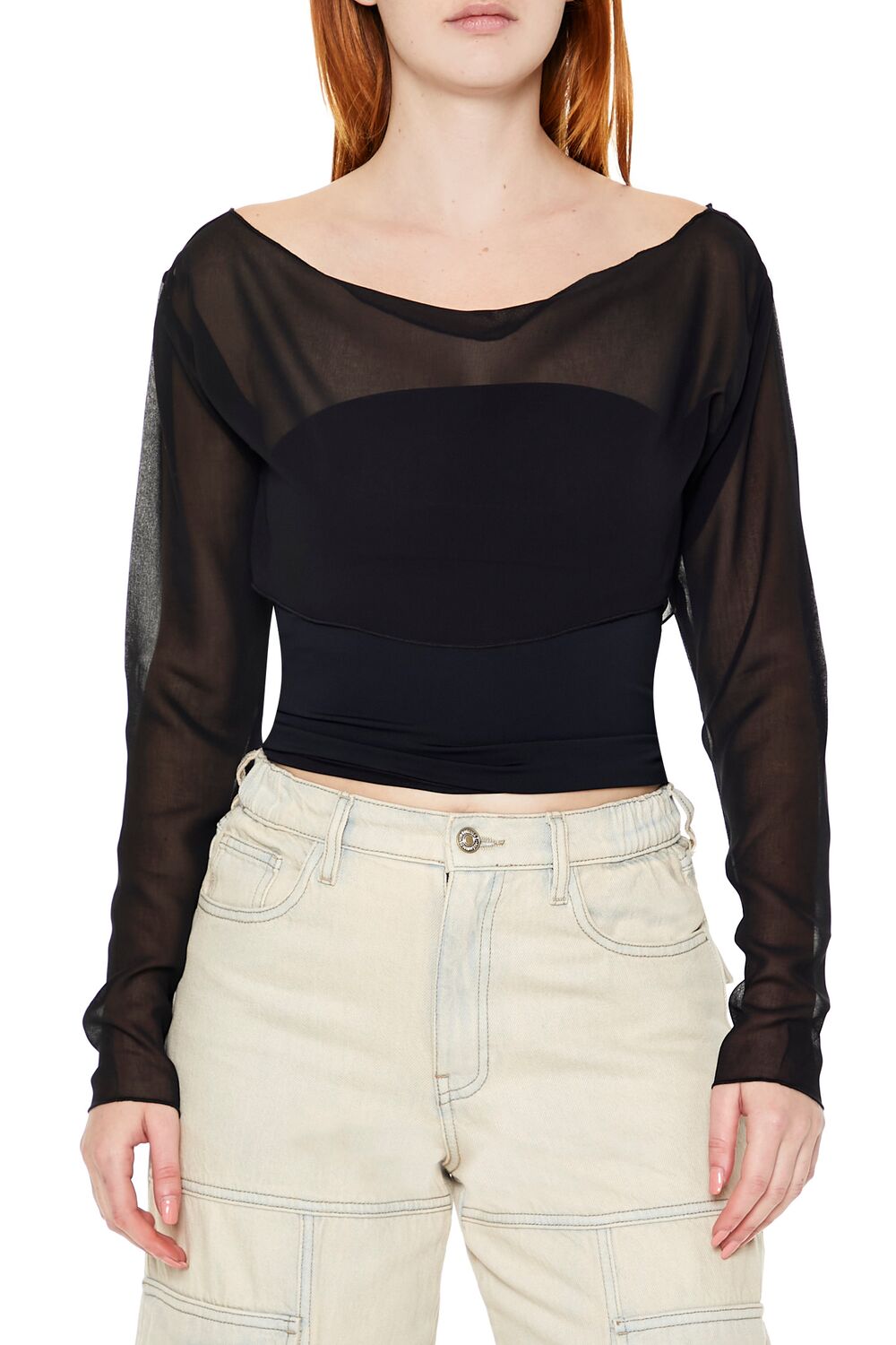 Forever 21 Sheer Long Sleeve Layered Top