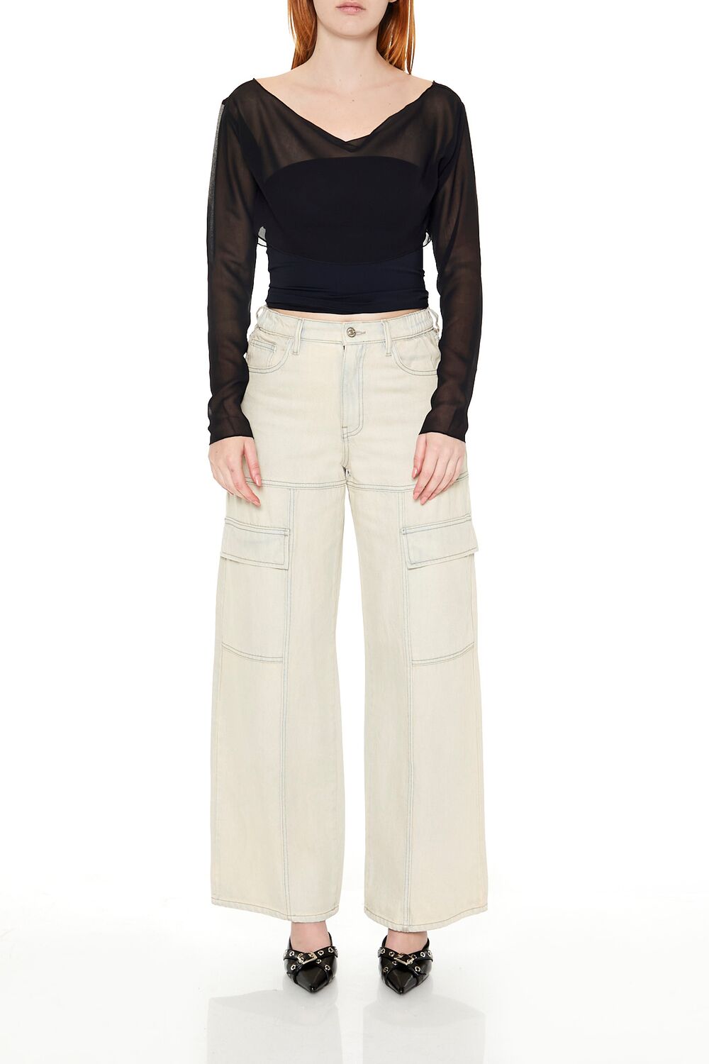 Forever 21 Sheer Long Sleeve Layered Top