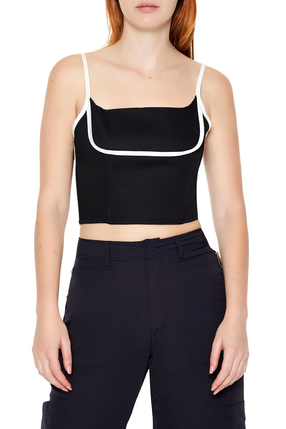 Forever 21 Contrast-Piped Bustier Crop Top