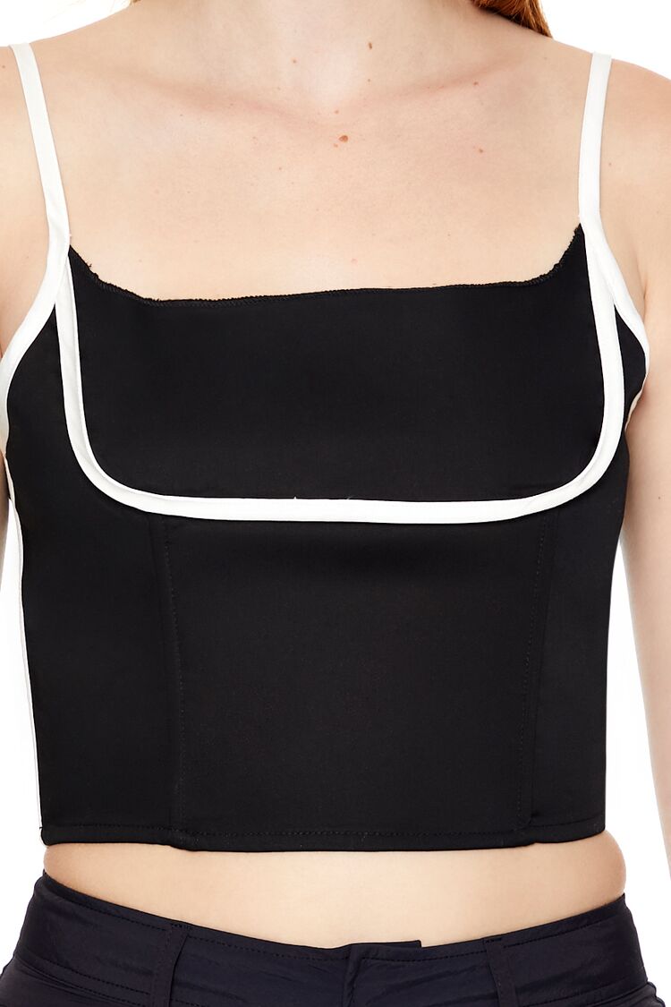 Forever 21 Contrast-Piped Bustier Crop Top