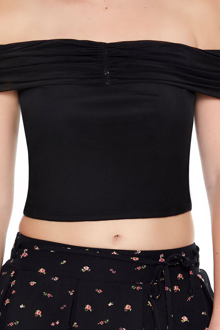 Forever 21 Mesh Off-the-Shoulder Crop Top