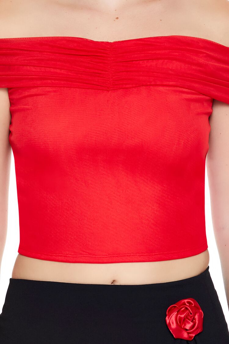 Forever 21 Mesh Off-the-Shoulder Crop Top