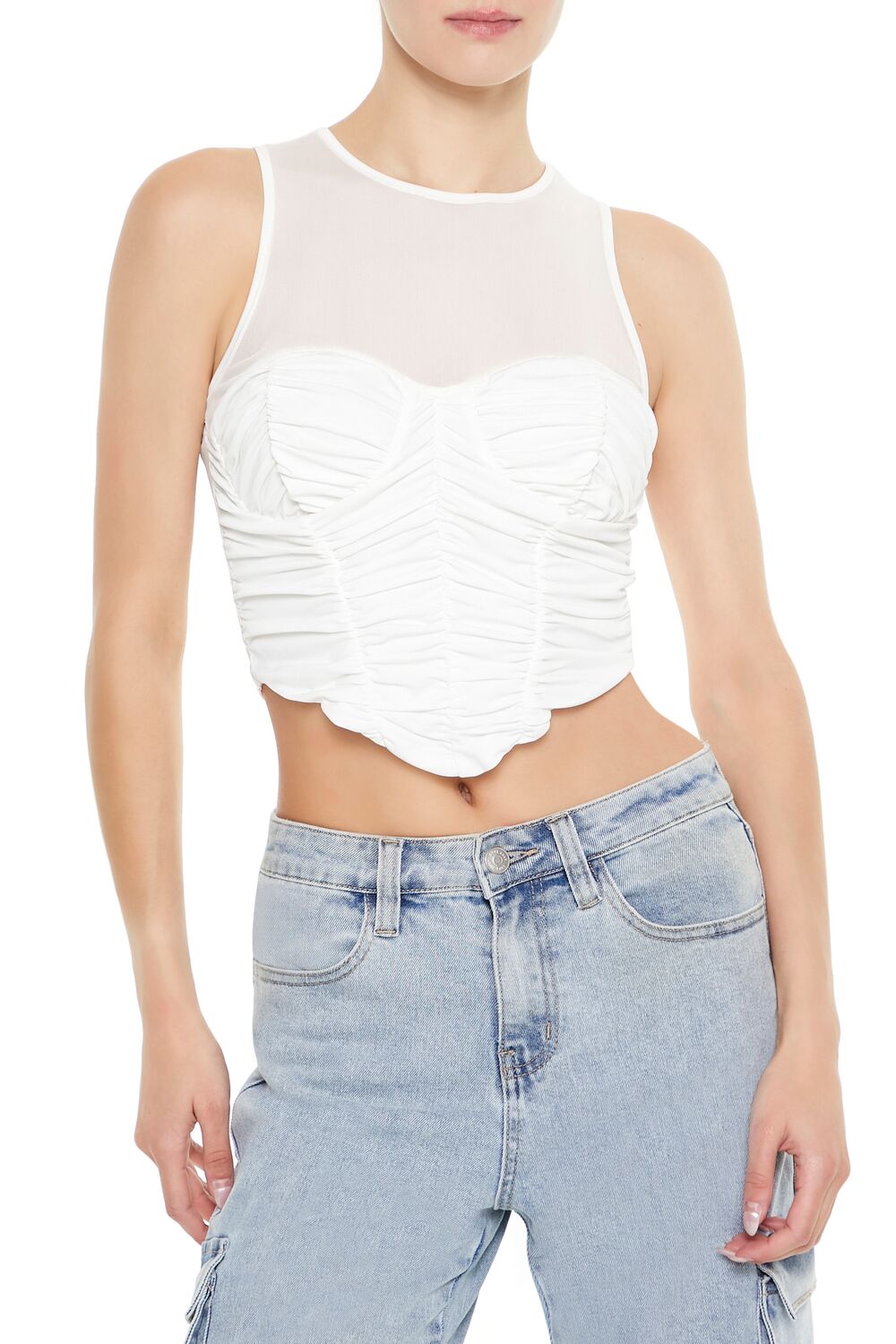 Forever 21 Ruched V-Hem Crop Top