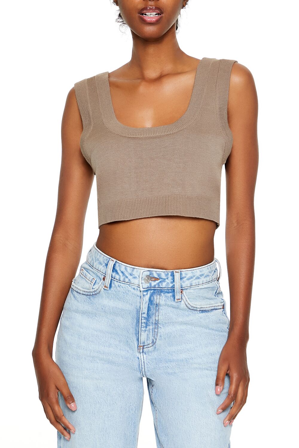Forever 21 Knit Scoop Neck Crop Tank