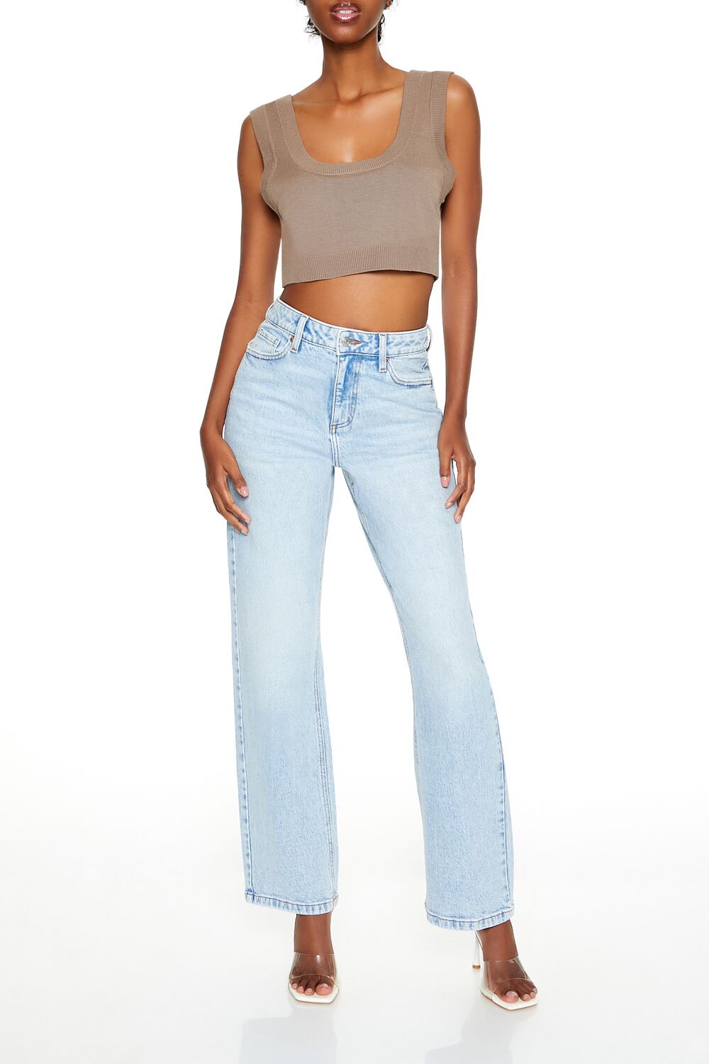 Forever 21 Knit Scoop Neck Crop Tank