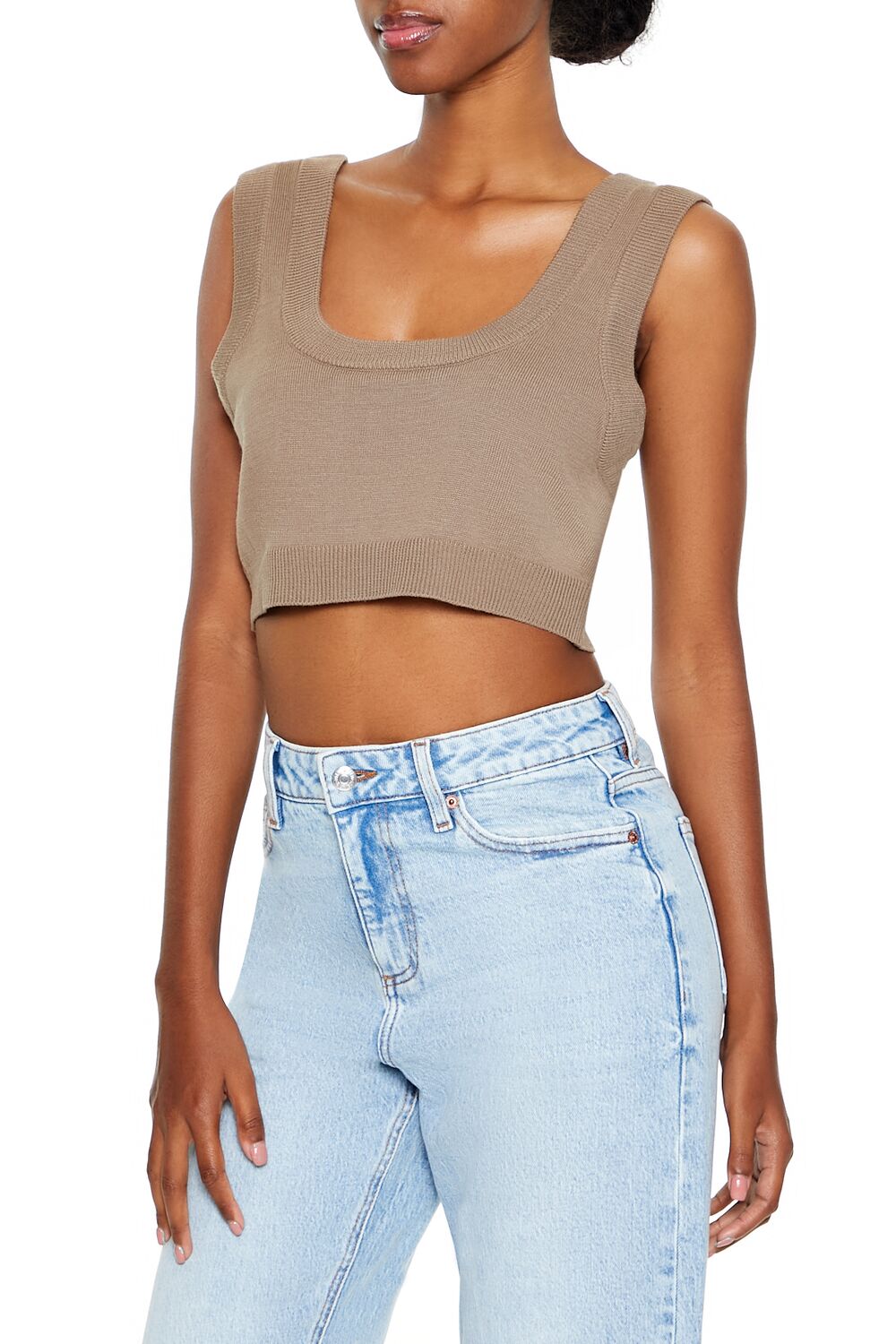 Forever 21 Knit Scoop Neck Crop Tank