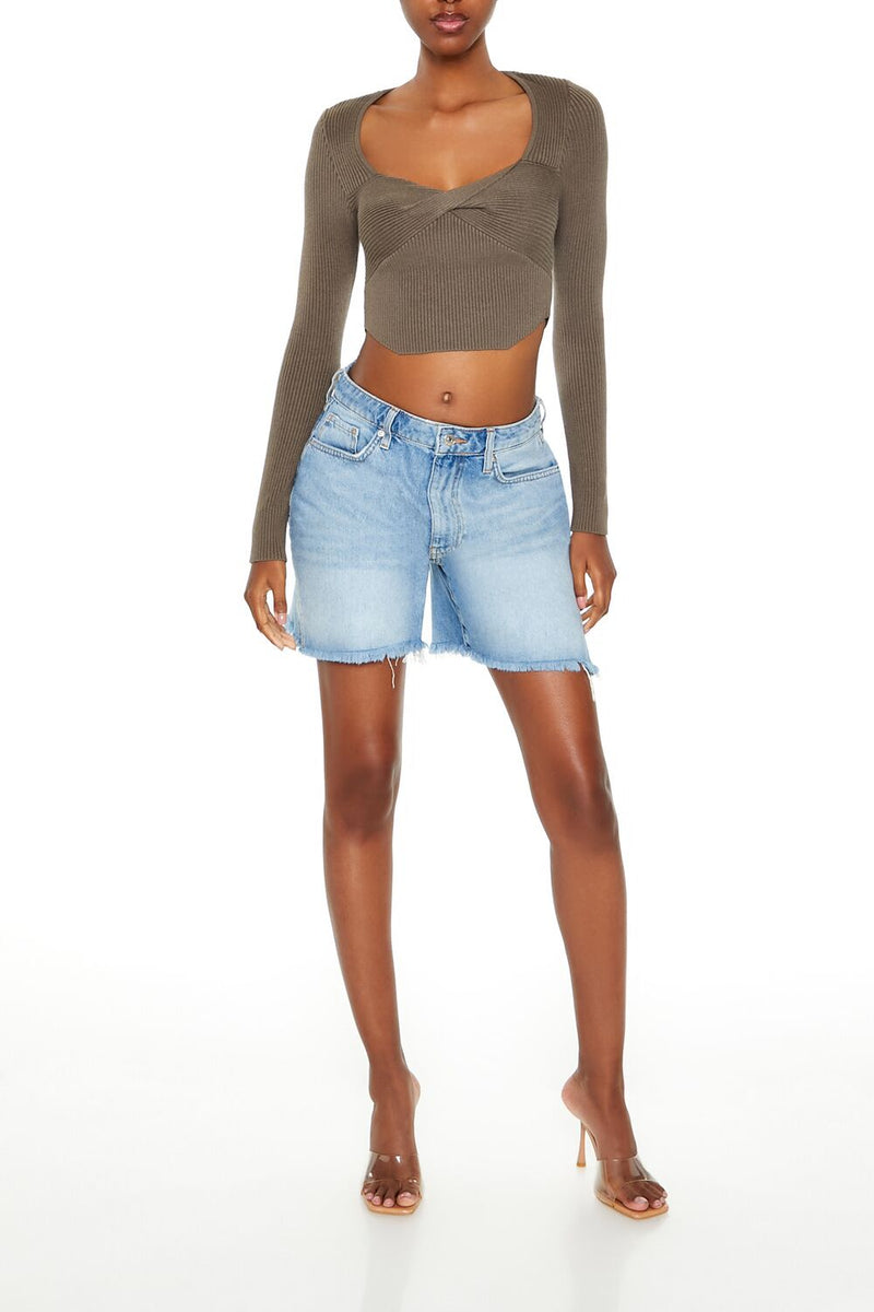 Forever 21 Twisted Sweater-Knit Crop Top