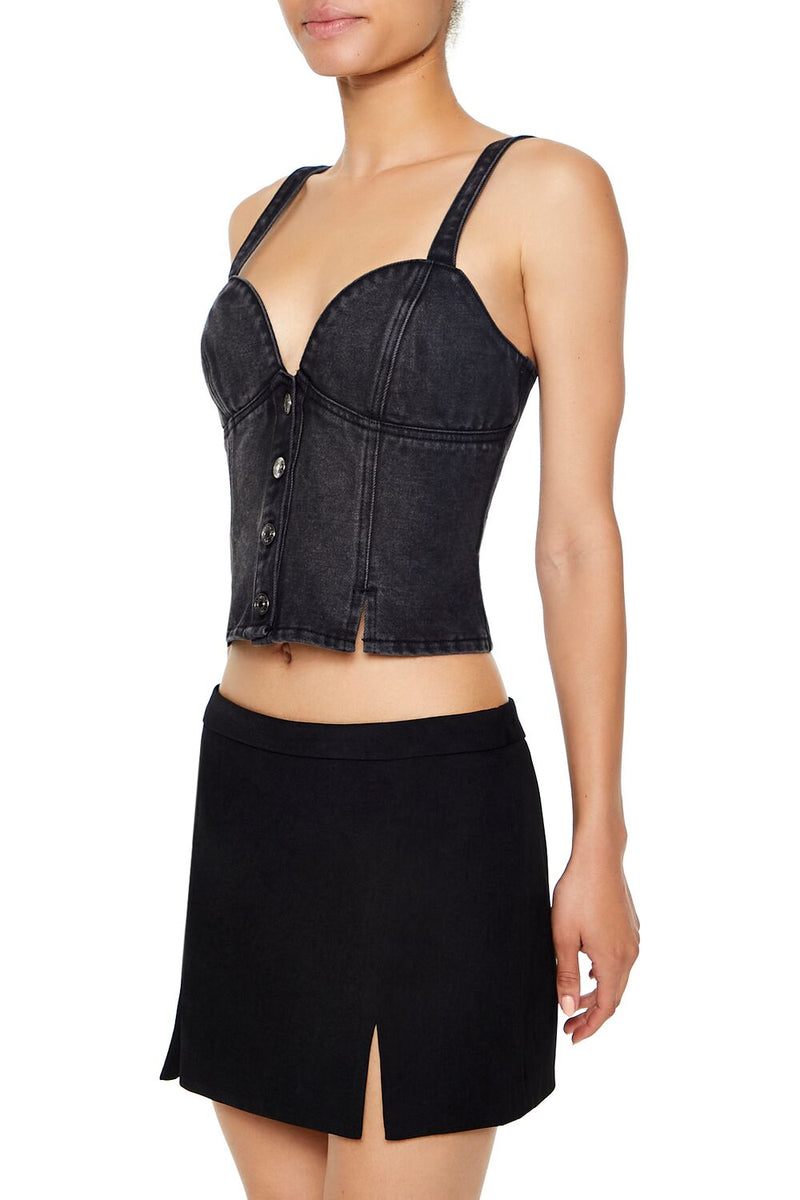 Forever 21 Denim Sweetheart Crop Top