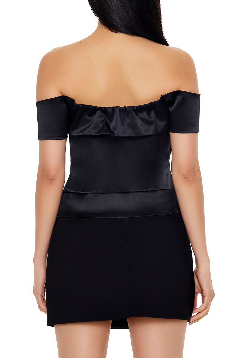 Forever 21 Satin Off-the-Shoulder Crop Top