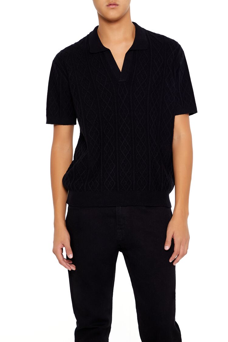 Forever 21 Cable Knit Polo Sweater