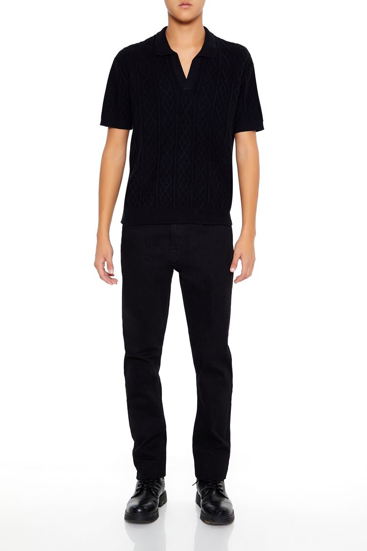 Forever 21 Cable Knit Polo Sweater