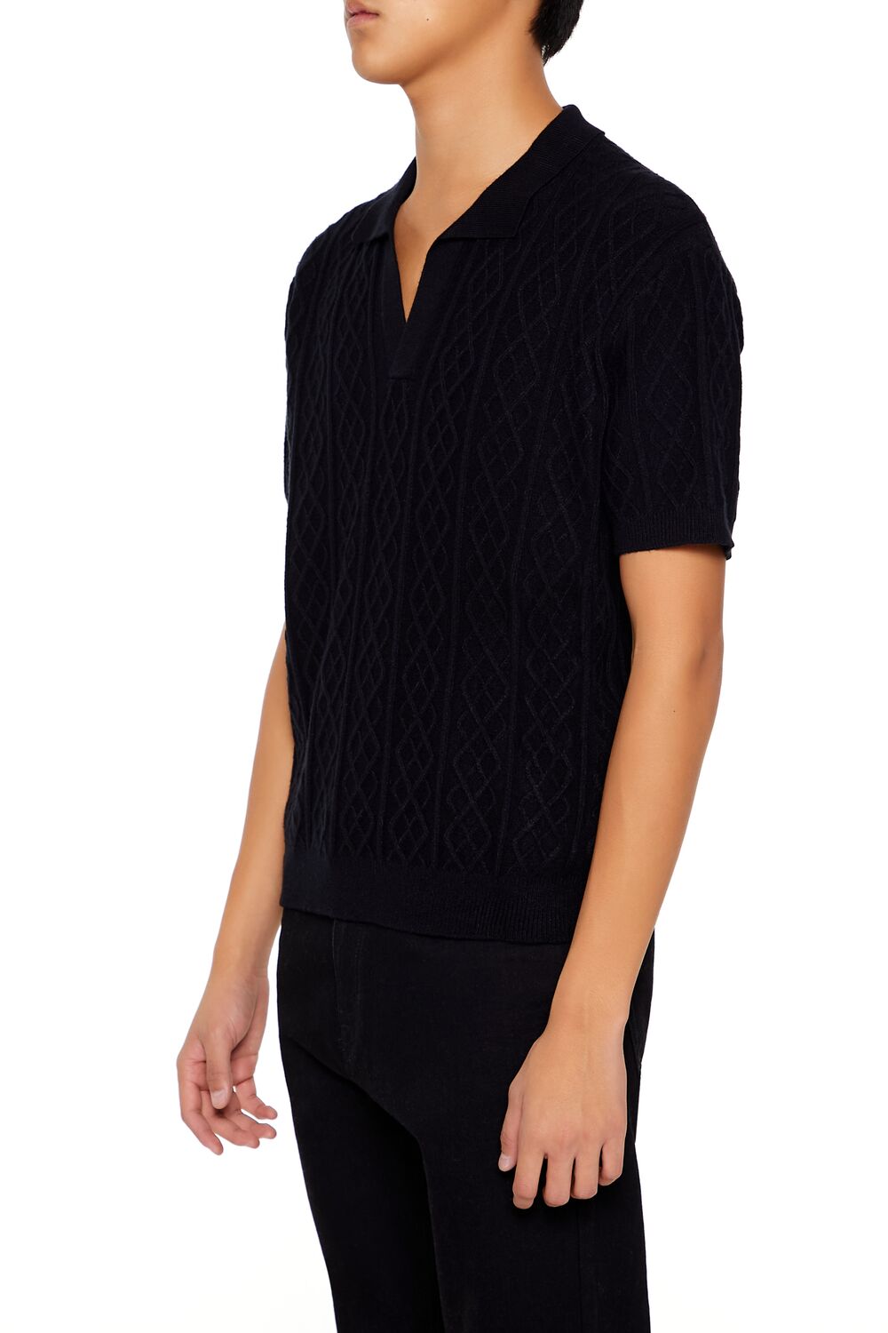 Forever 21 Cable Knit Polo Sweater