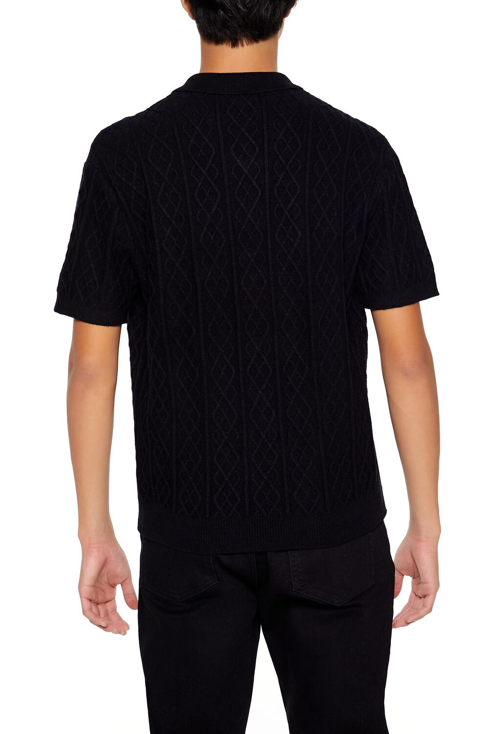Forever 21 Cable Knit Polo Sweater