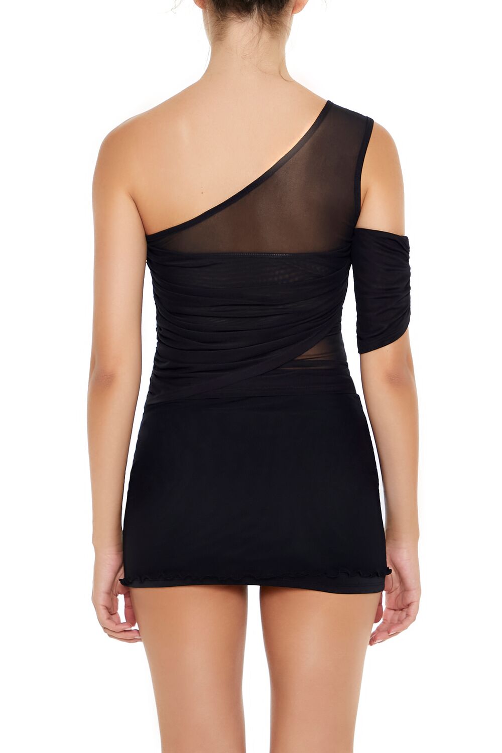 Forever 21 Mesh One-Shoulder Ruched Top