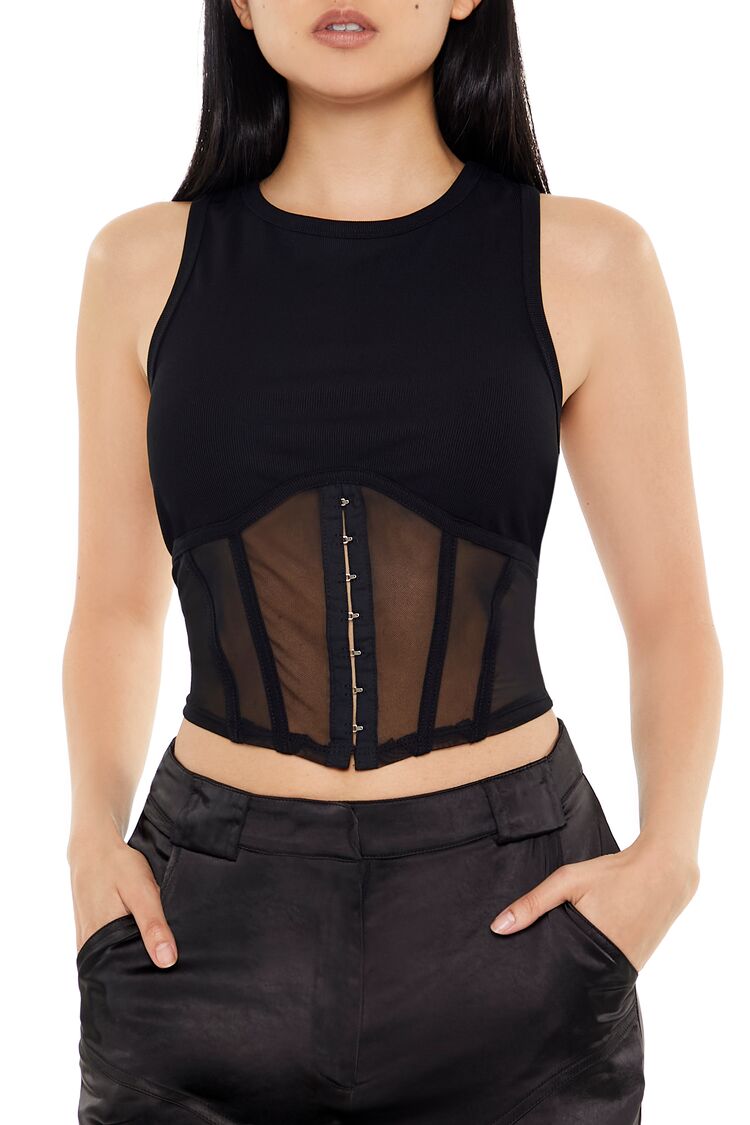 Forever 21 Sheer Corset Panel Tank Top