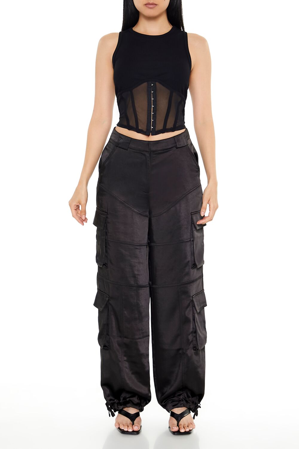 Forever 21 Sheer Corset Panel Tank Top