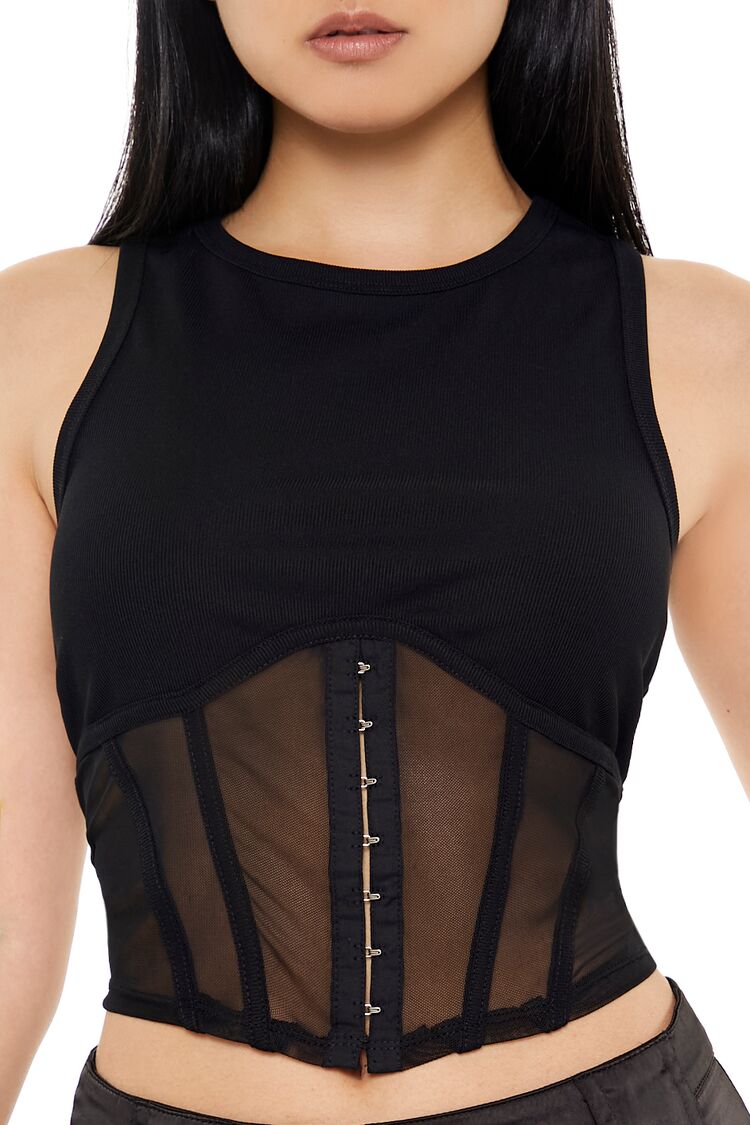 Forever 21 Sheer Corset Panel Tank Top