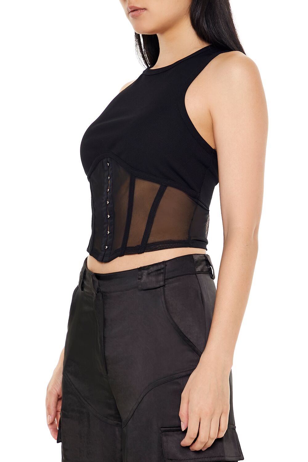 Forever 21 Sheer Corset Panel Tank Top