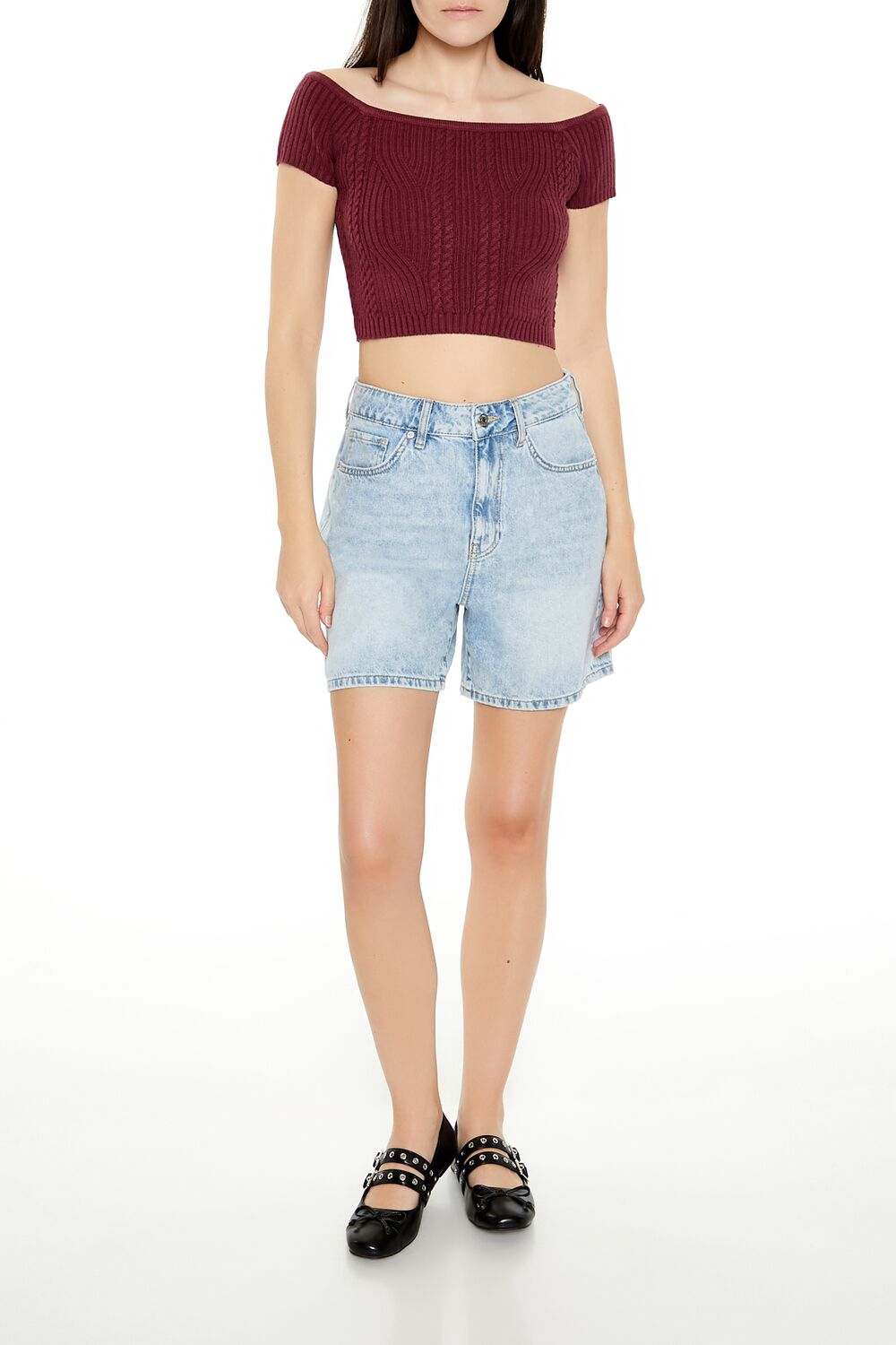 Forever 21 Sweater-Knit Off-the-Shoulder Crop Top