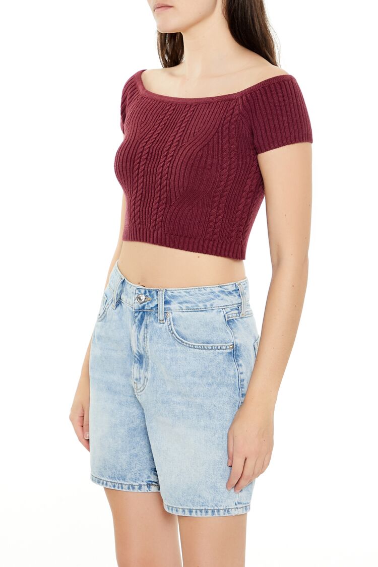 Forever 21 Sweater-Knit Off-the-Shoulder Crop Top