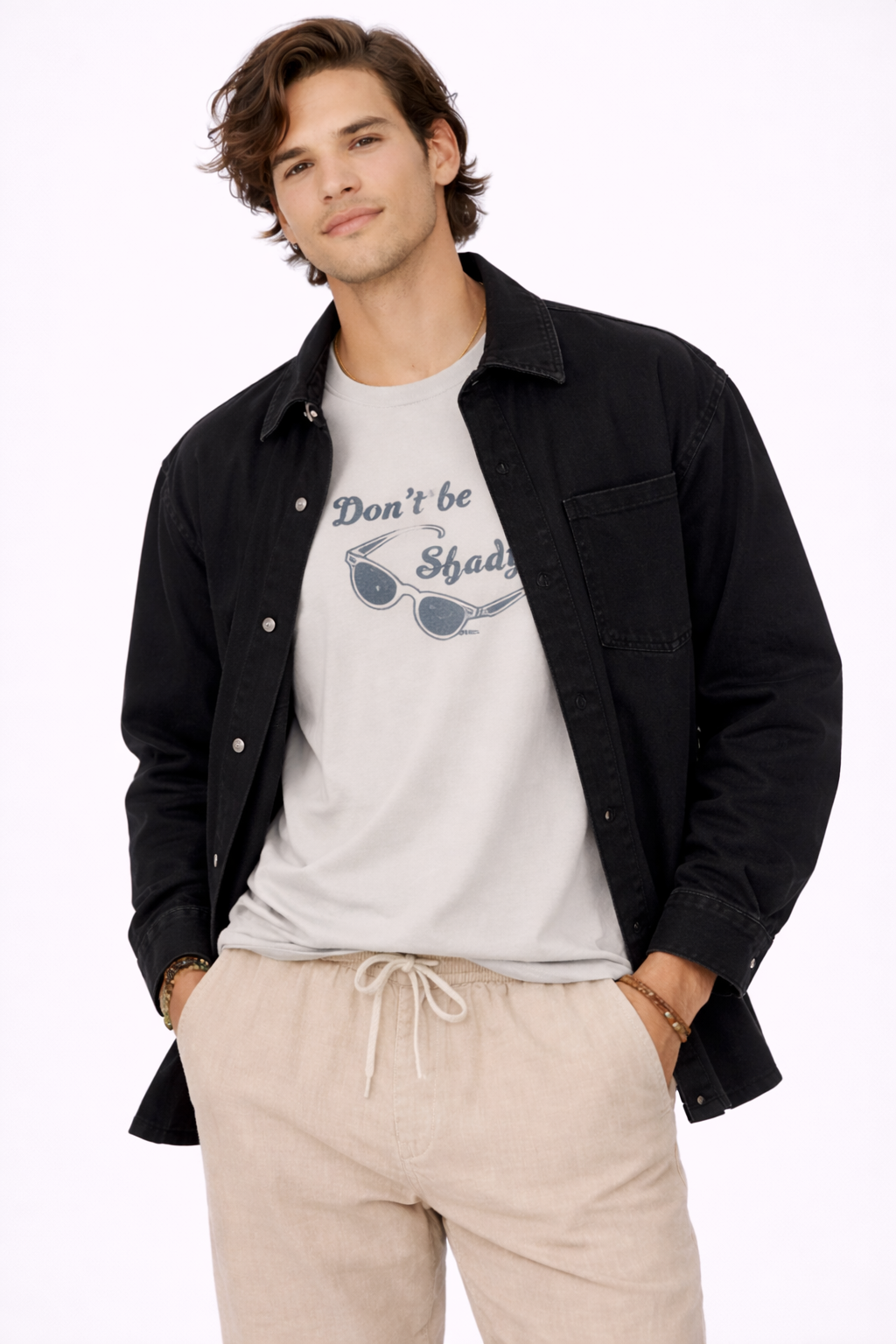Forever 21 Cotton Curved-Hem Shirt