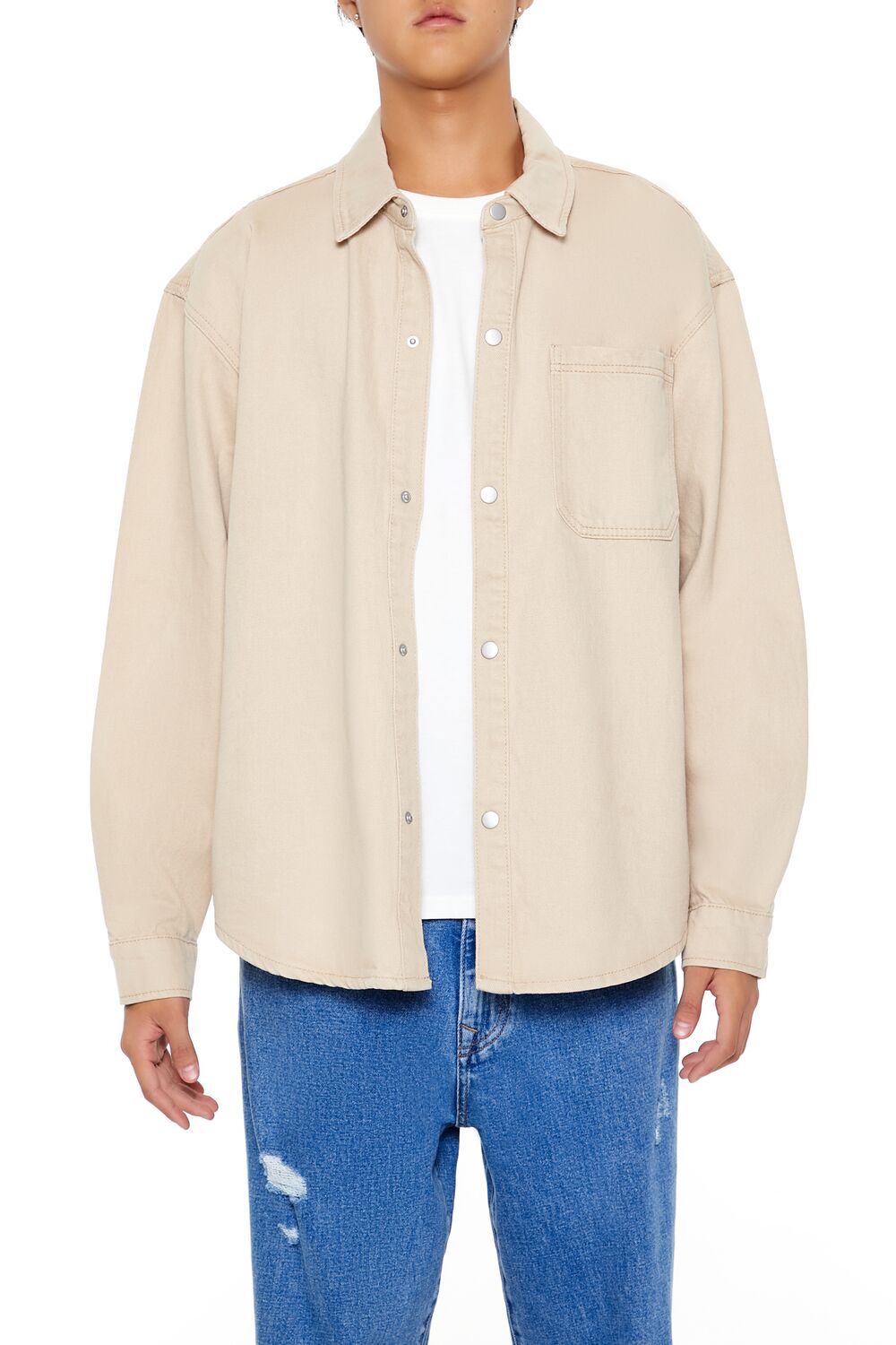 Forever 21 Cotton Curved-Hem Shirt