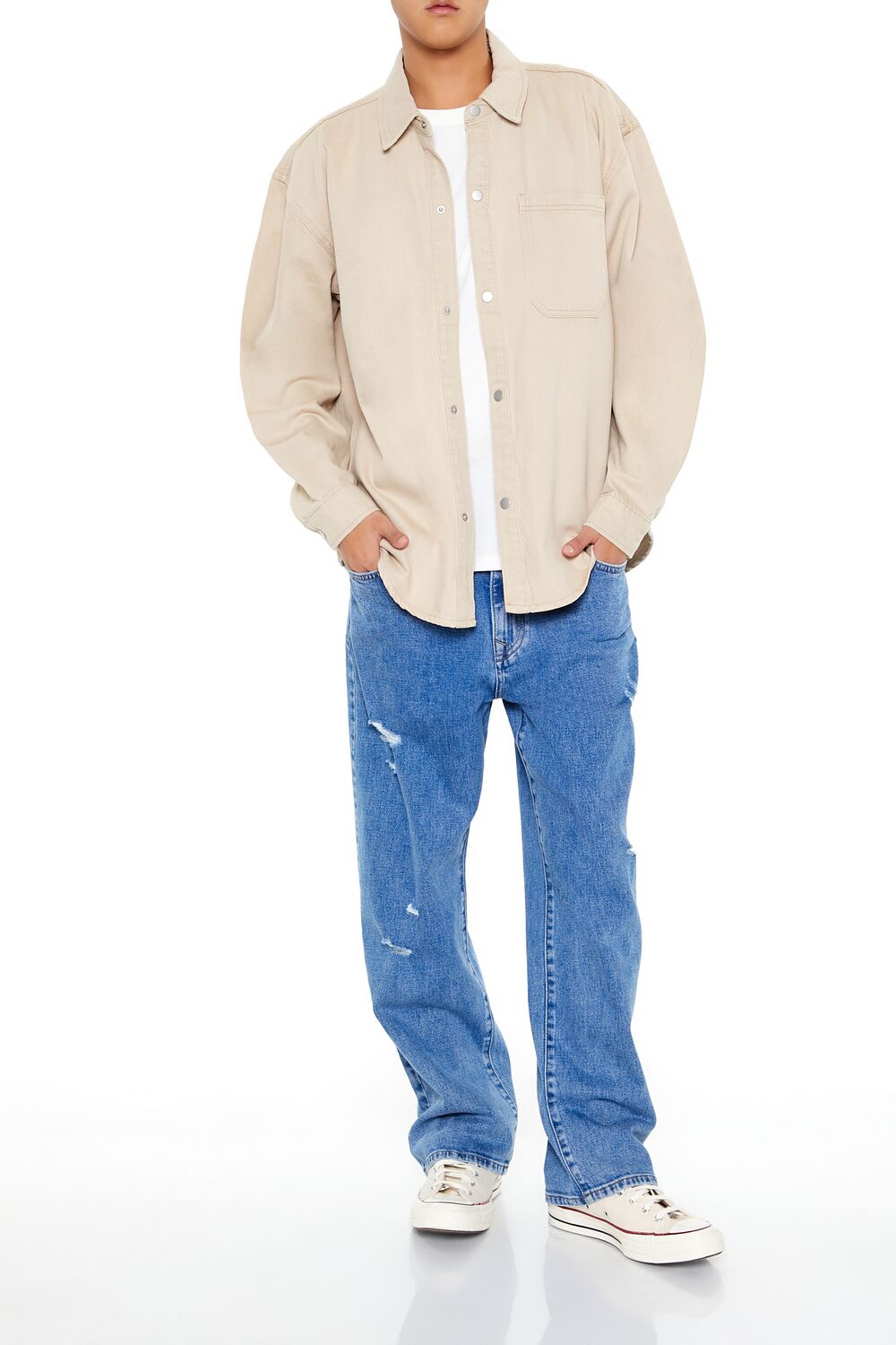 Forever 21 Cotton Curved-Hem Shirt
