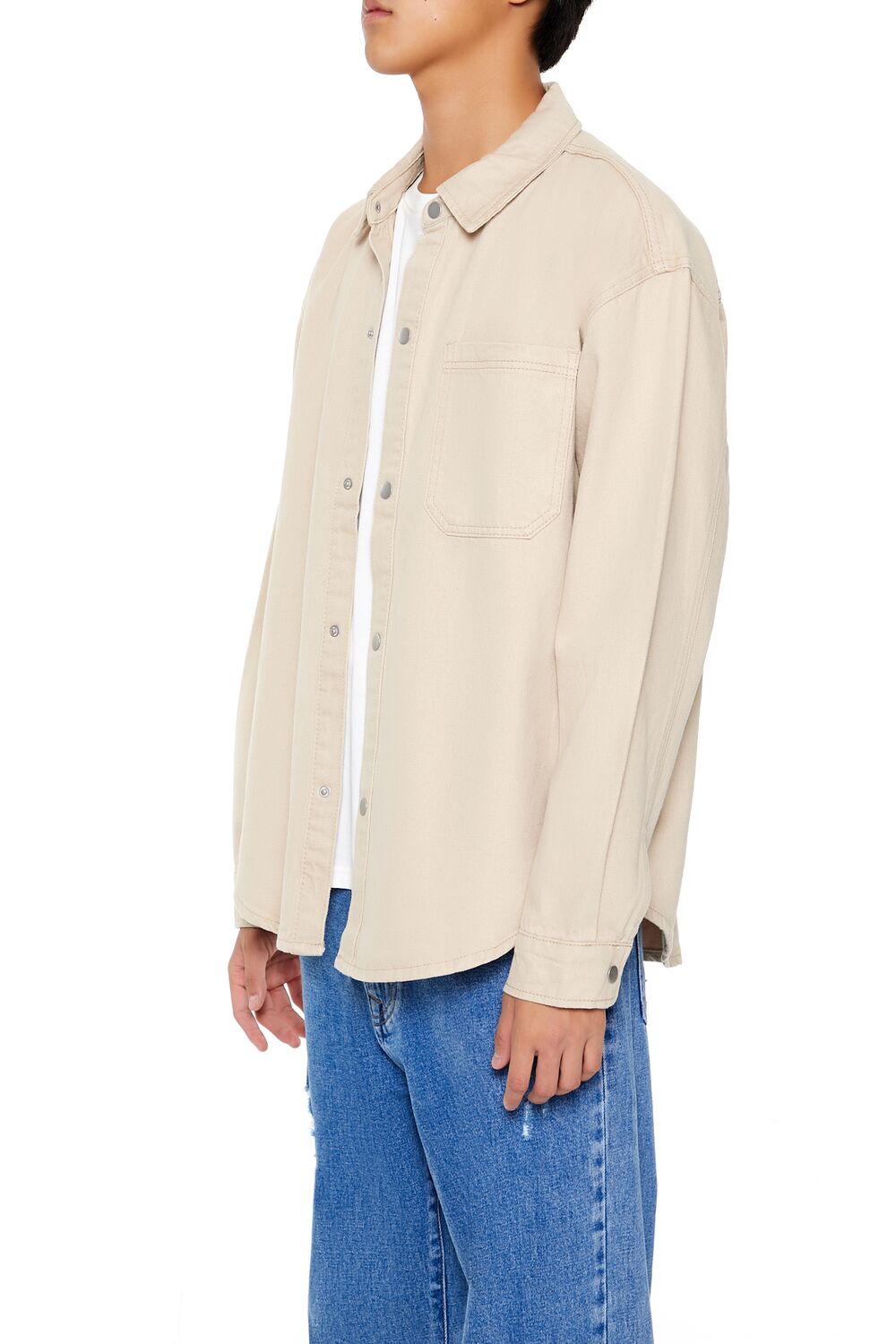 Forever 21 Cotton Curved-Hem Shirt
