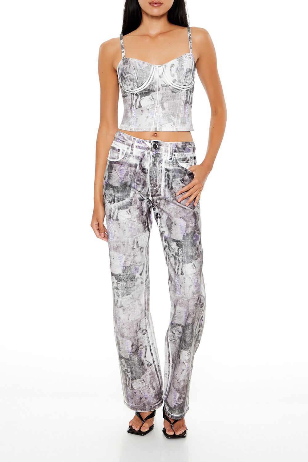 Forever 21 Abstract Print Bustier Crop Top