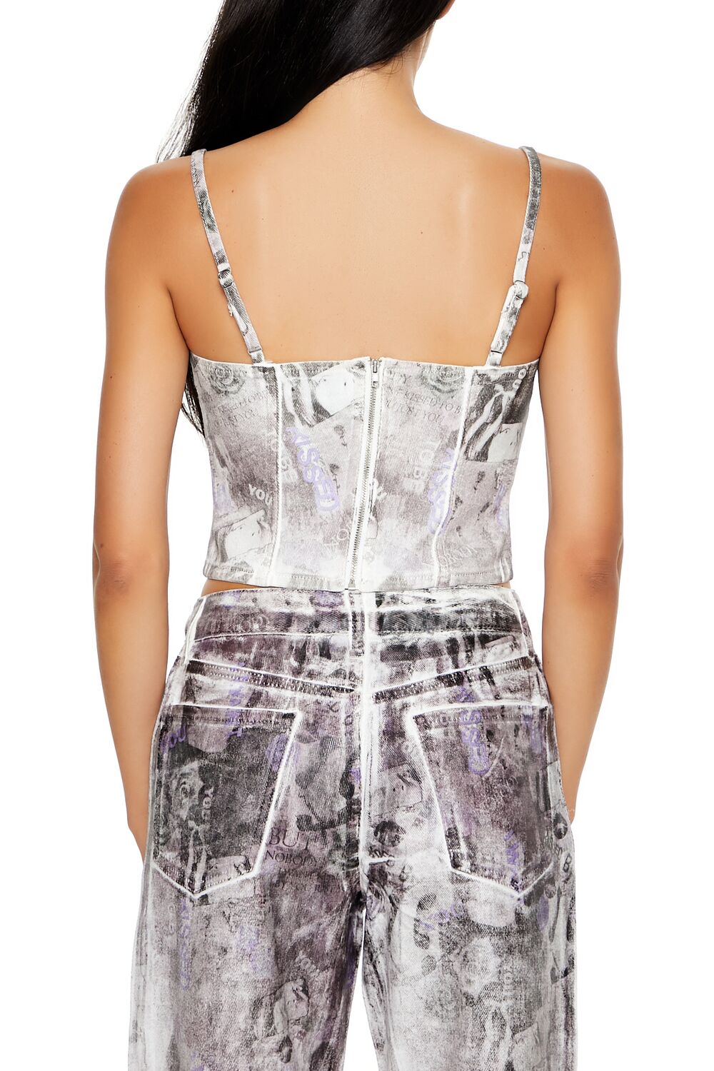 Forever 21 Abstract Print Bustier Crop Top