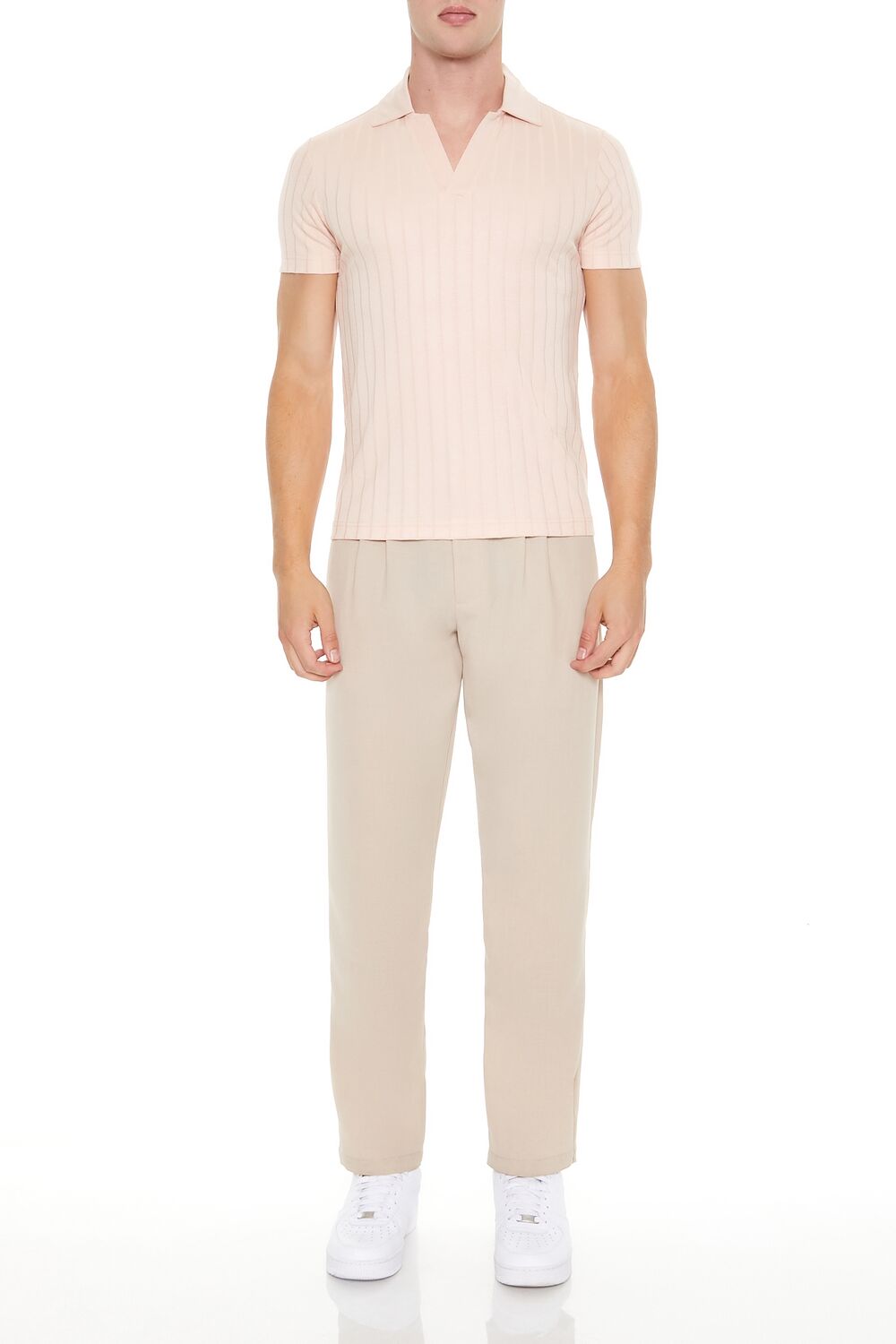 Forever 21 Ribbed Knit Johnny Collar Polo