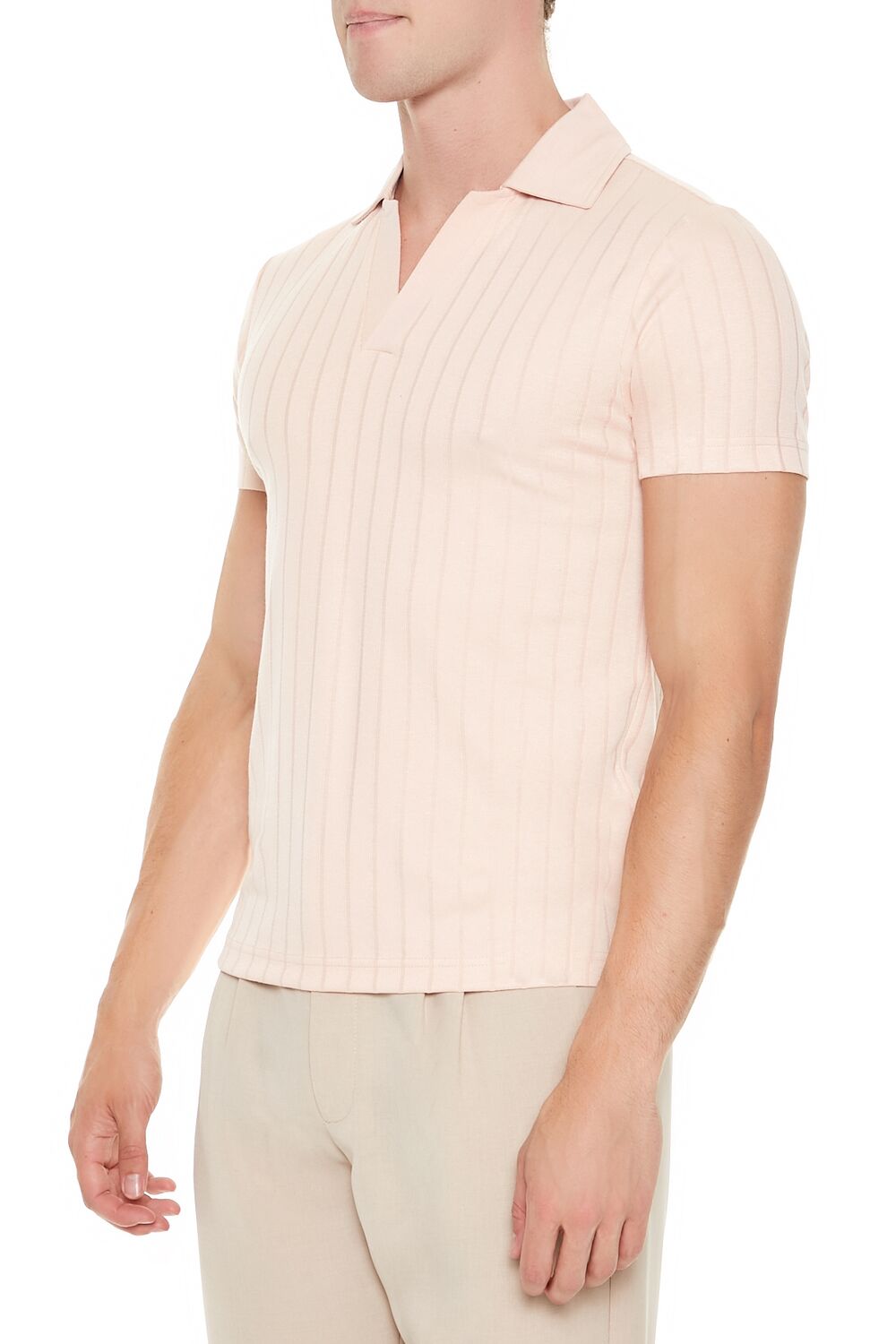 Forever 21 Ribbed Knit Johnny Collar Polo