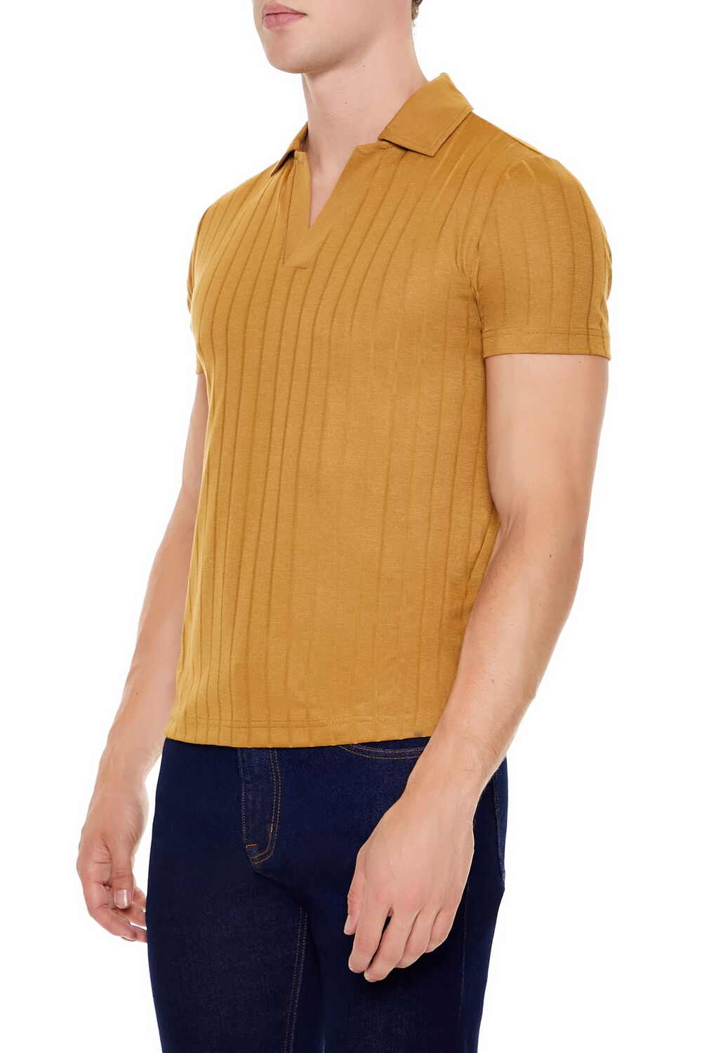 Forever 21 Ribbed Knit Johnny Collar Polo