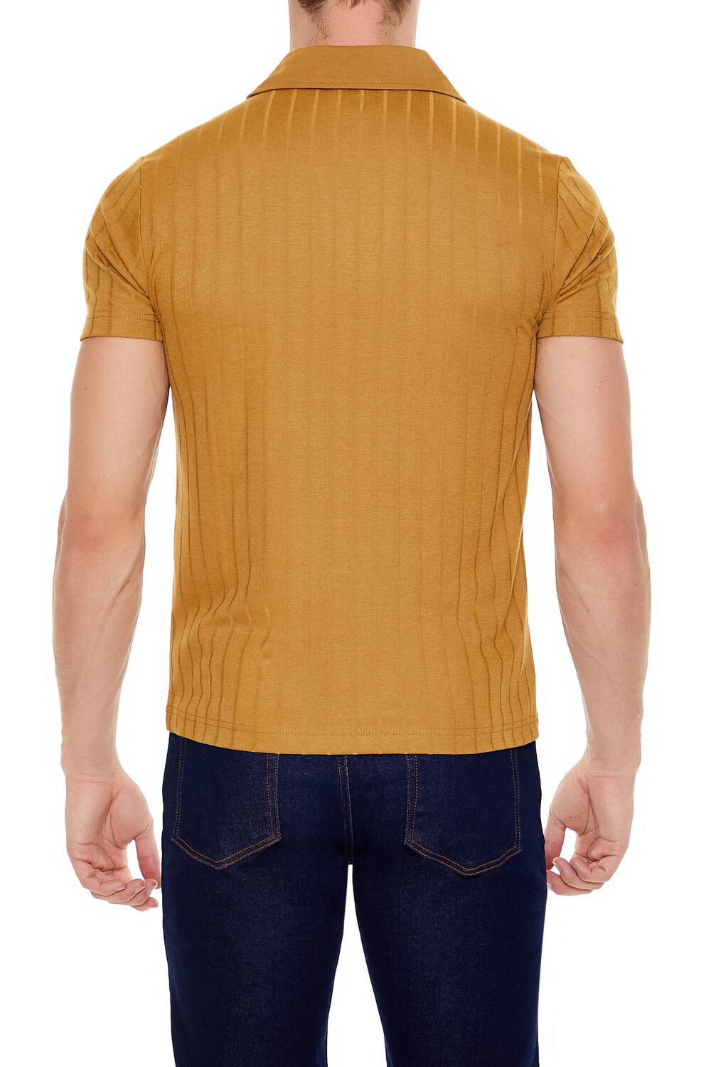 Forever 21 Ribbed Knit Johnny Collar Polo