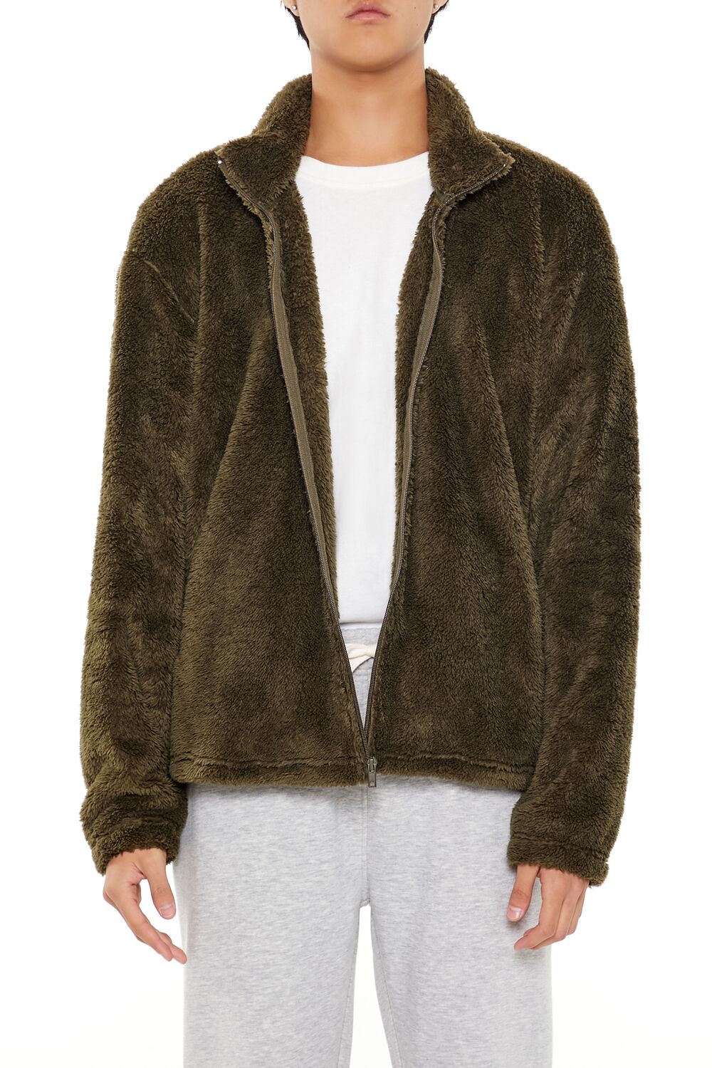 Forever 21 Plush Fleece Zip-Up Jacket