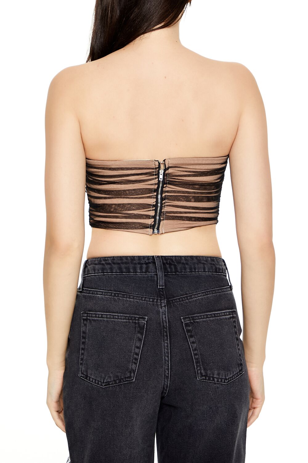 Forever 21 Ruched Mesh Corset Tube Top