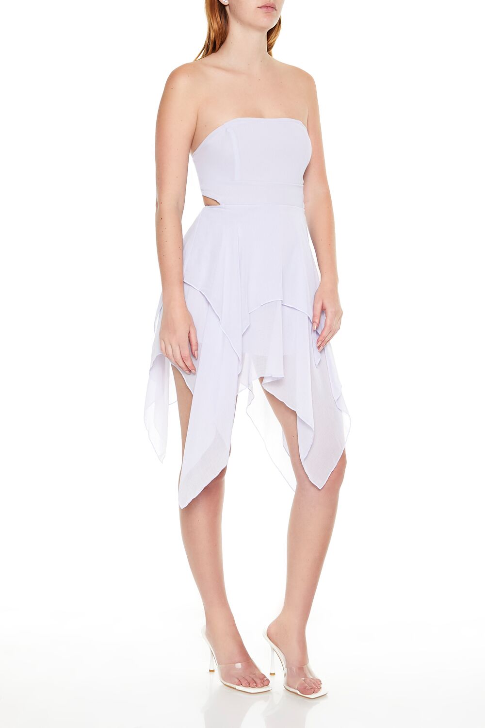 Forever 21 Strapless Handkerchief Hem Mini Dress