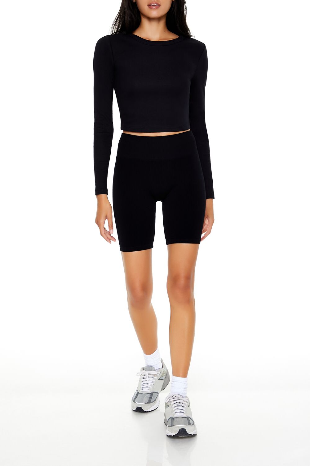Forever 21 Ribbed Long Sleeve Crop Top