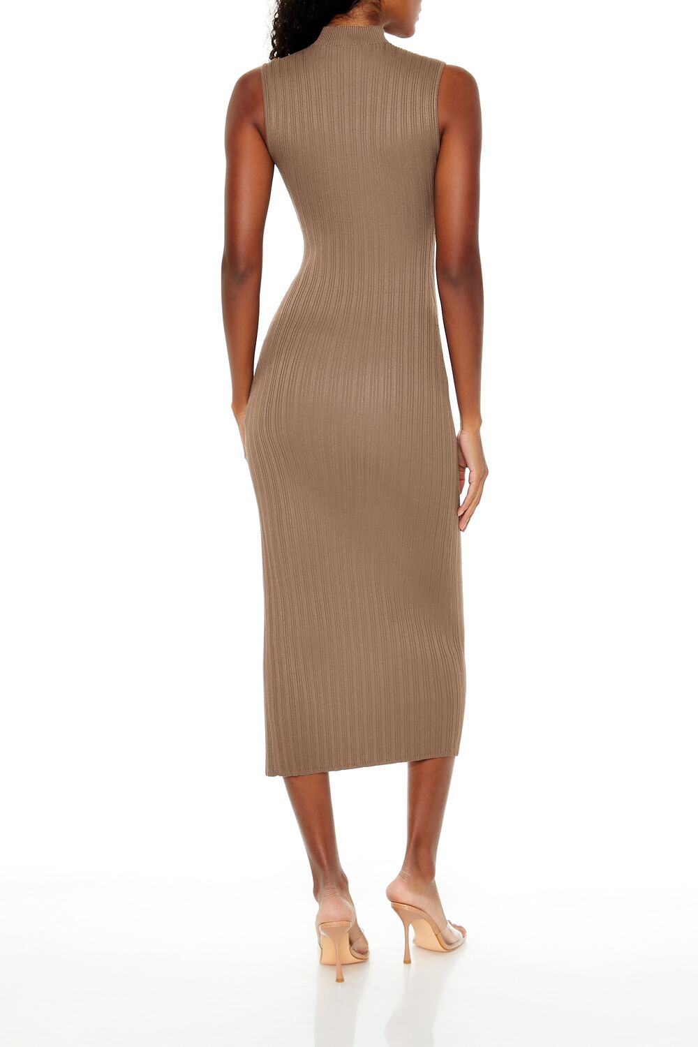 Forever 21 Ribbed Mock Neck Slit Midi Dress