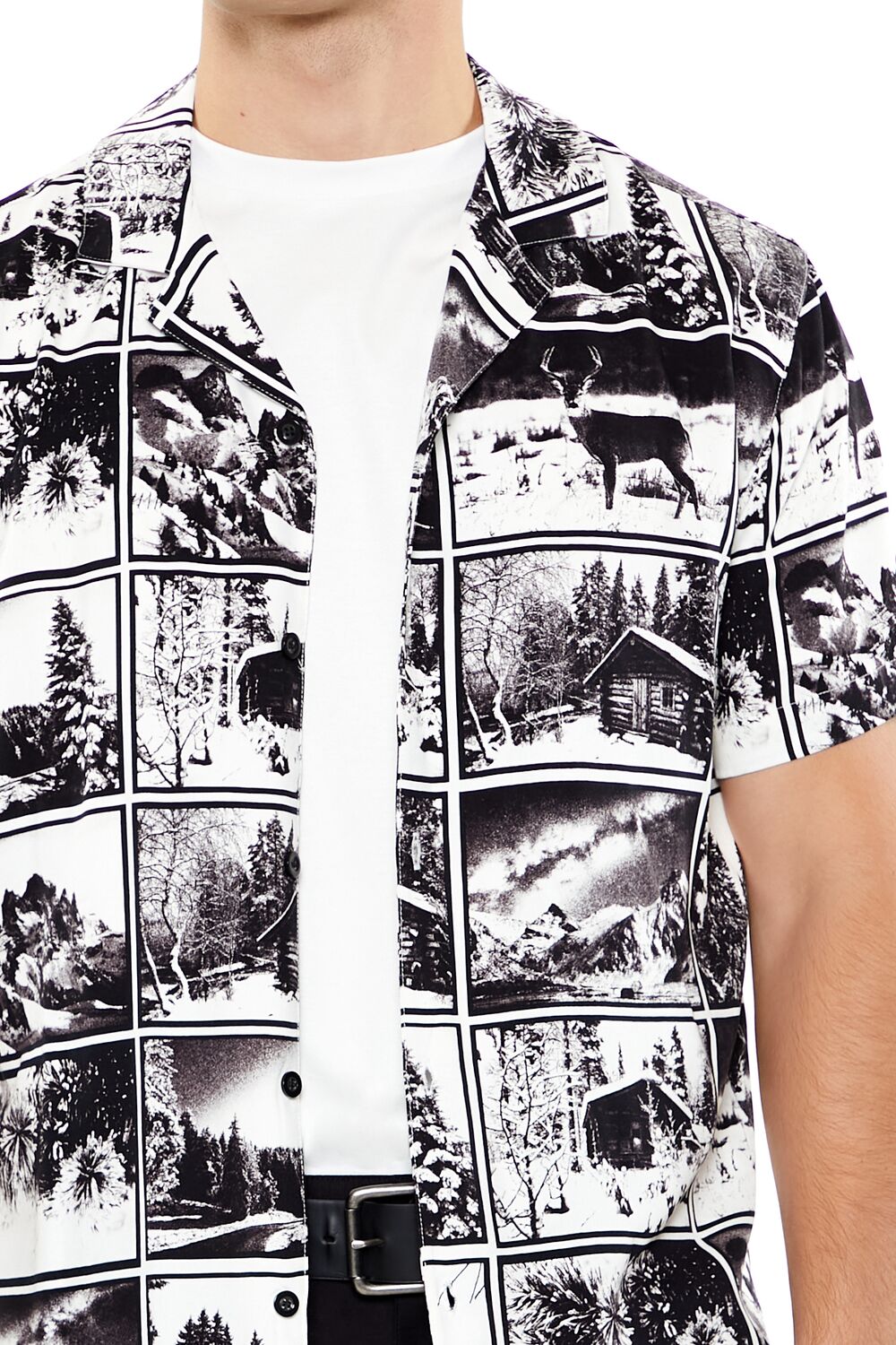 Forever 21 Photo Print Camp Collar Shirt