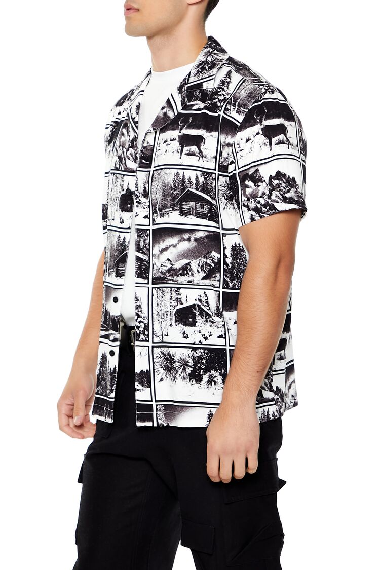 Forever 21 Photo Print Camp Collar Shirt