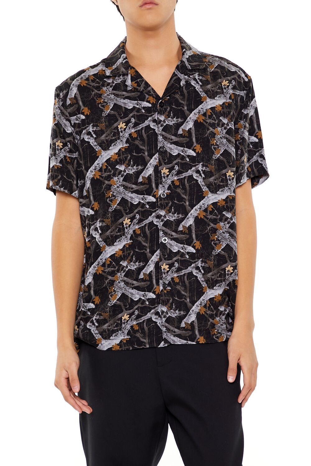 Forever 21 Abstract Print Camp Collar Shirt