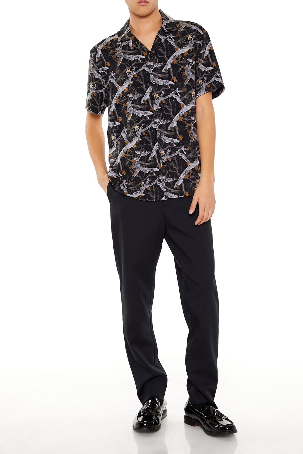 Forever 21 Abstract Print Camp Collar Shirt