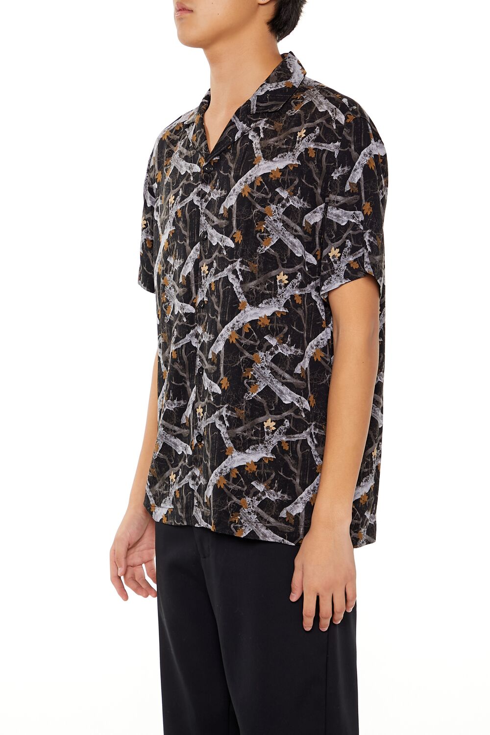 Forever 21 Abstract Print Camp Collar Shirt