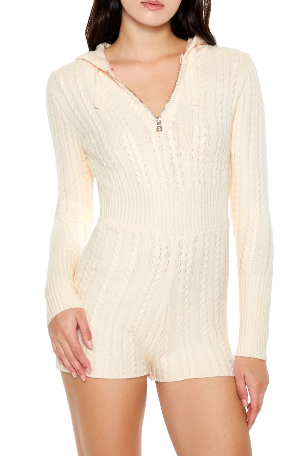Forever 21 Knit Half-Zip Long Sleeve Romper