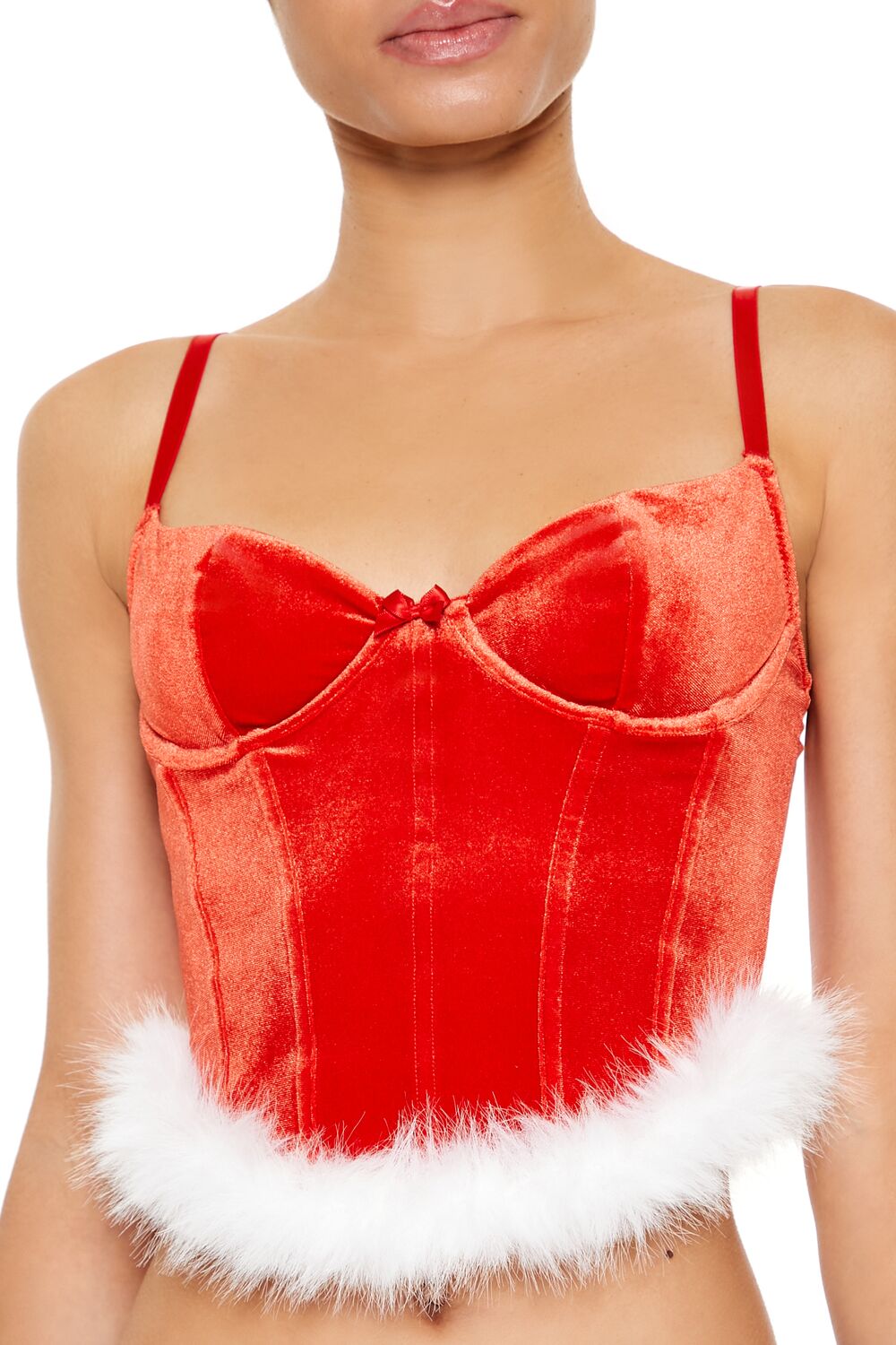 Forever 21 Velvet Santa Lingerie Corset Cami