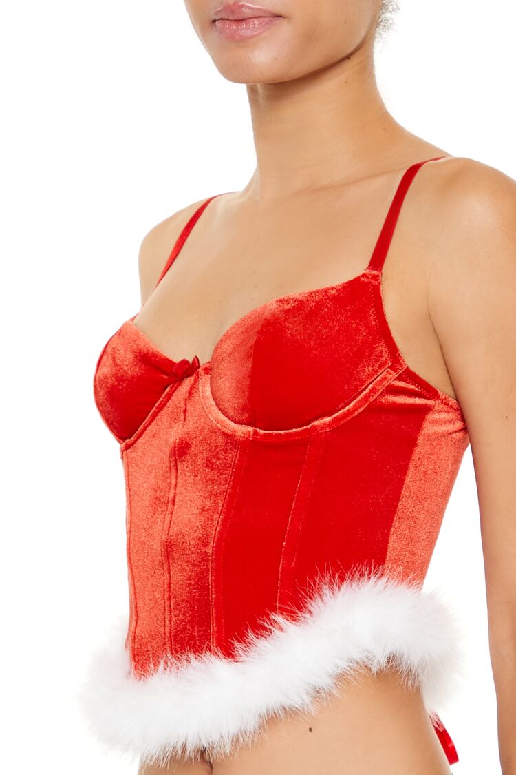 Forever 21 Velvet Santa Lingerie Corset Cami
