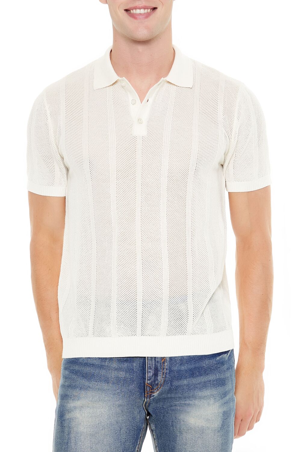 Forever 21 Textured Knit Polo Sweater