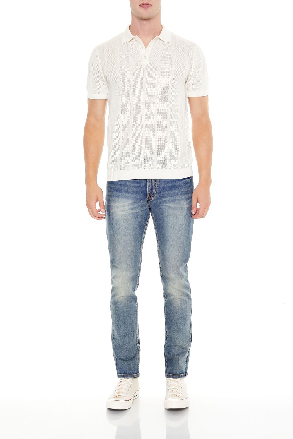 Forever 21 Textured Knit Polo Sweater