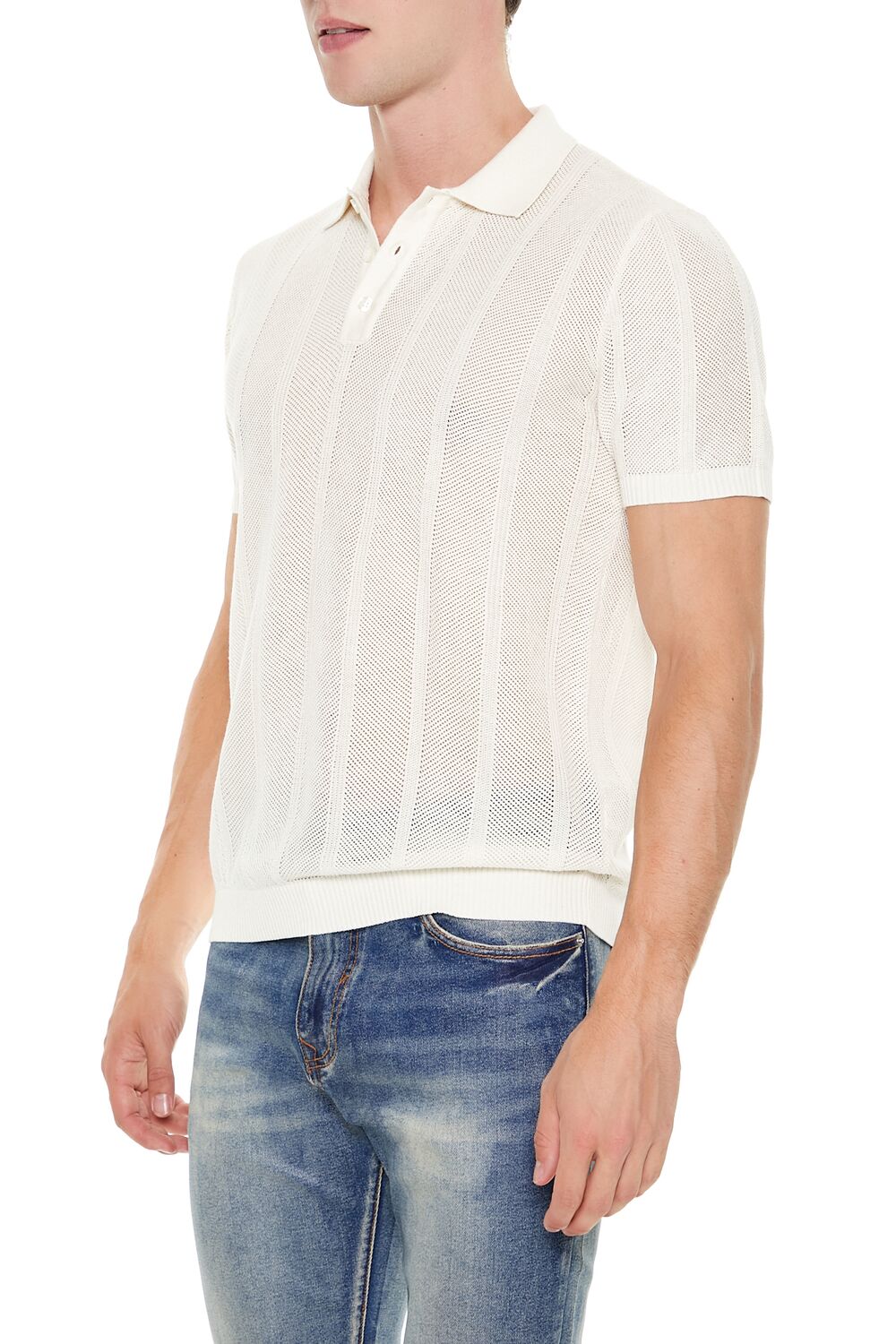 Forever 21 Textured Knit Polo Sweater